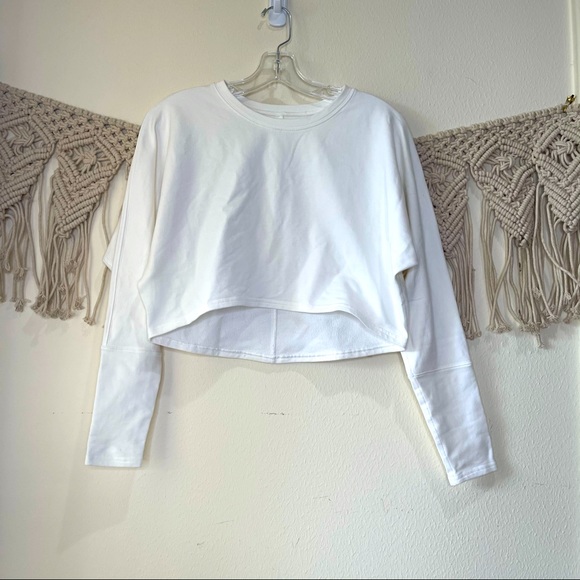 lululemon athletica Tops - Lululemon White Crop Long Sleeve Shirt
